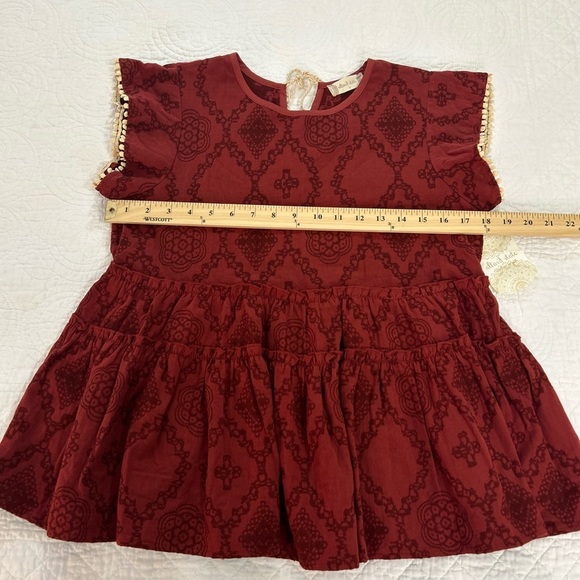 Altar'd State Red Peplum Blouse with Cap Sleeves and Ruffled Details - Picture 7 of 9